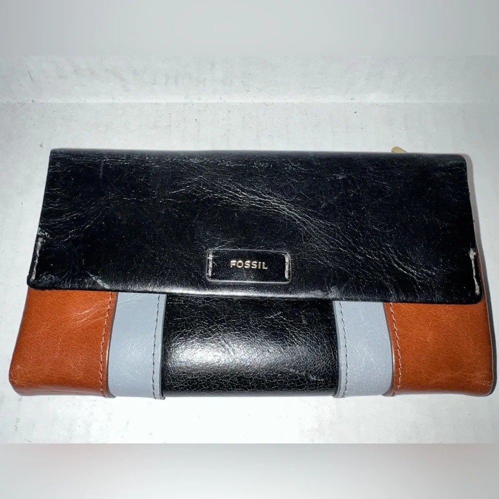 FOSSIL Ellis Black, Brown, and Gray Wallet